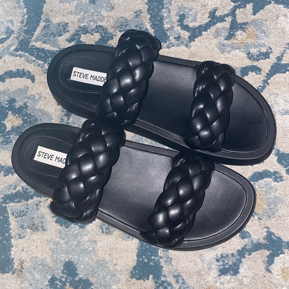 Steve Madden Black Braided Sandals
